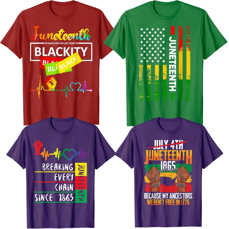 Juneteenth Blackity Heartbeat Black History African America T-Shirt Breaking Every Chain Since 1865 June 19 US Flag Tee Top