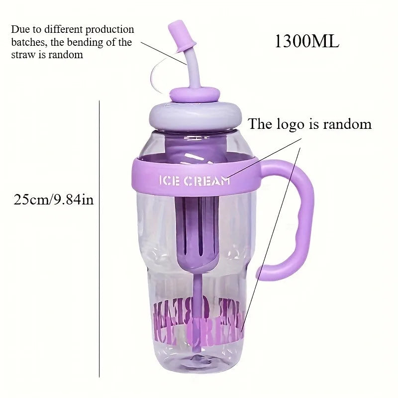 Trendy Oversized Tumbler - 32oz Summer Cup with Straw & Leakproof Lid - Cute Lucky Print Design for Travel, Beach & Outdoor