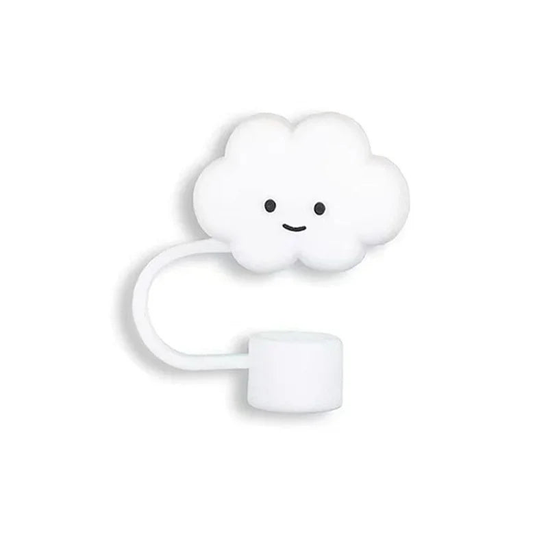 Cute Clouds Straw Covers Cap Reusable Silicone Straw Toppers For  Cup Leak-proof Dust Proof Straws Cover water bottle cover bag