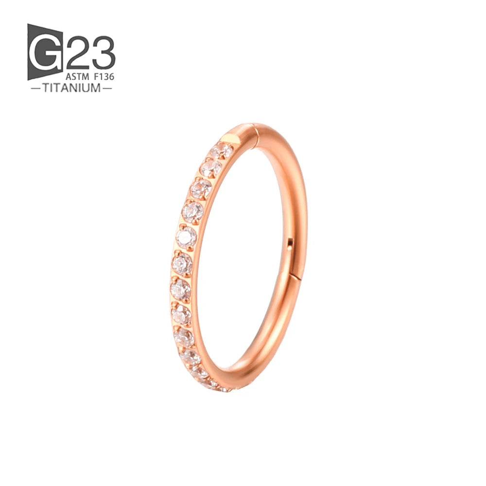 1/10Pcs G23 Titanium 14G/16G/18G Nose Rings Hinged Segment Ear Cartilage Tragus Earring Hoops Septum Clicker Piercing  Jewelry