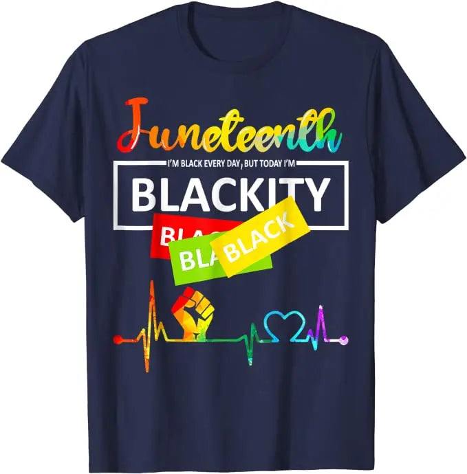 Juneteenth Blackity Heartbeat Black History African America T-Shirt Breaking Every Chain Since 1865 June 19 US Flag Tee Top