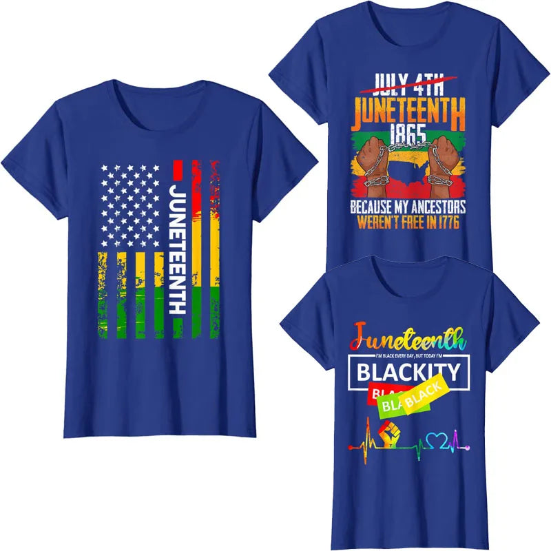 Juneteenth Blackity Heartbeat Black History African America T-Shirt Breaking Every Chain Since 1865 June 19 US Flag Tee Top