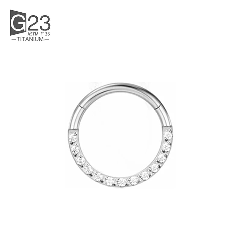 1/10Pcs G23 Titanium 14G/16G/18G Nose Rings Hinged Segment Ear Cartilage Tragus Earring Hoops Septum Clicker Piercing  Jewelry