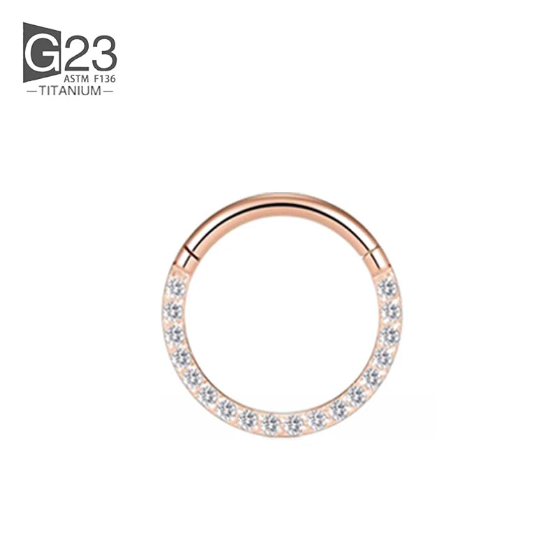 1/10Pcs G23 Titanium 14G/16G/18G Nose Rings Hinged Segment Ear Cartilage Tragus Earring Hoops Septum Clicker Piercing  Jewelry