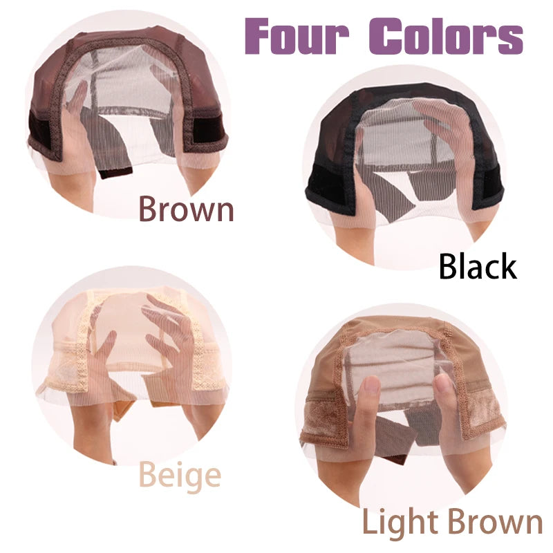 Female Headband Wig Cap Hd Lace Wig Cap For Wig Making U Part Wig Caps With Adjustable Velvet Wig Grip To Wear Wig Nude Hair Net