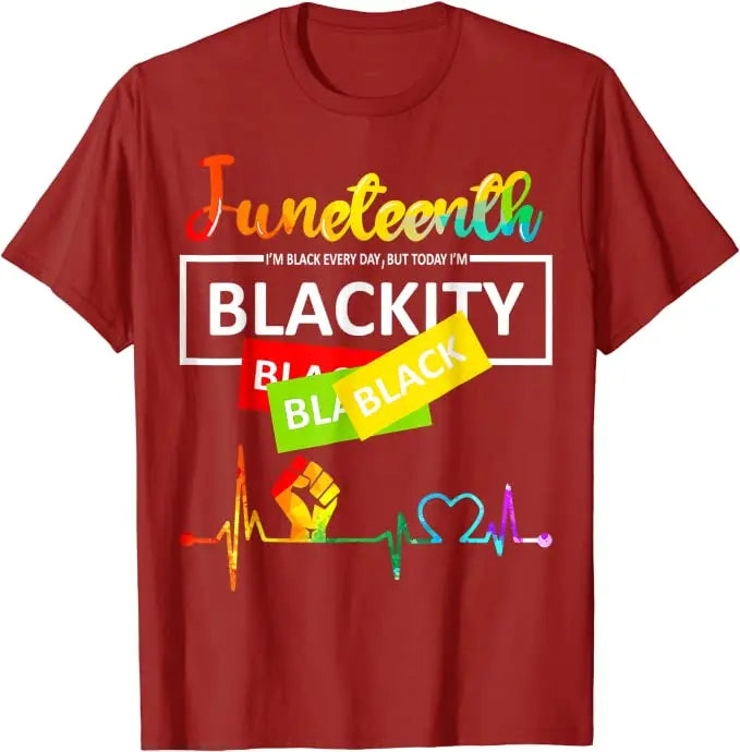 Juneteenth Blackity Heartbeat Black History African America T-Shirt Breaking Every Chain Since 1865 June 19 US Flag Tee Top