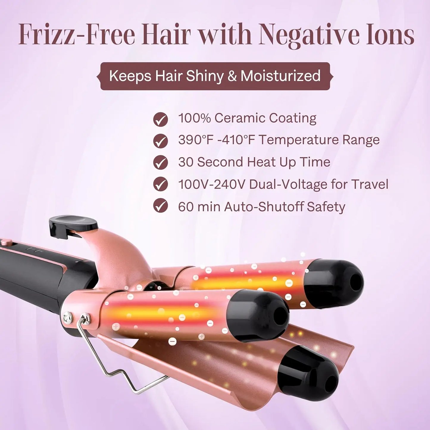 Curling Iron Set 6-in-1 Hair Curler with 3 Barrel Hair Crimper, Hair Straightener - Waver Heating Styling Tools for Women