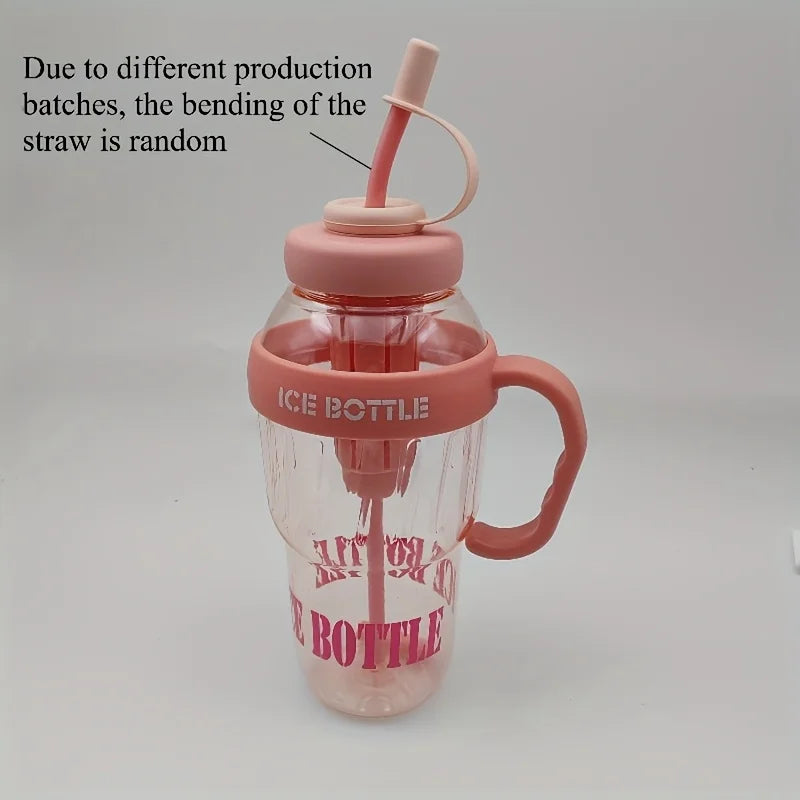 Trendy Oversized Tumbler - 32oz Summer Cup with Straw & Leakproof Lid - Cute Lucky Print Design for Travel, Beach & Outdoor